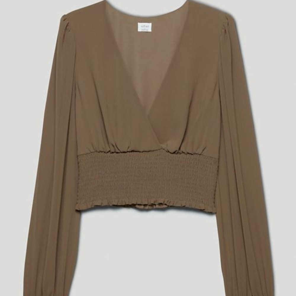 NWT Wilfred Genoa Blouse, shitake, Size S,